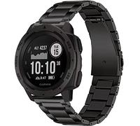Metal Band for Garmin Instinct 1/2 Solar Watch Bands, Instinct 3 45mm Solid Stainless Steel Replacement Wristband Strap Men for Garmin Instinct Tactical/Tide/Esports/Solar, Instinct2(Black)