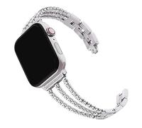 Metal Band Silver Compatible with Apple Watch 9 41mm, Watch Bracelet Stainless Steel Replacement Glitter Straps Compatible with Apple Watch 38mm 40mm 41mm 42mm Series 11 10 9 8 SE 7 6 5 4 3 2