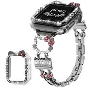 Metal Band with Protective Case Compatible with Apple Watch Women iWatch Series 10 46mm 42mm, Series 9 8 7 41mm 45mm, Series 6 5 4 SE 40mm 44mm, Cute Dress Jewelry