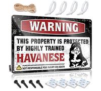 Metal Bar Decor Warning This Property Is Protected By A Highly Trained Havanese Tin Sign Funny Kitchen Signs Man Cave Wall Decor(30X40CM)