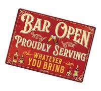 Metal Bar Sign,Bar Accessories For Home Pub Beer,Vintage B-ar Sign Plaque,Outdoor Garden Ba-r S-ign,"Bar Open" Vintage Wall Plaque For Man Cave,Interior And Exterior Humorous Decorations,20x30 Cm