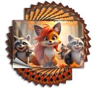 Metal Bar Signs Adorable Forest Friends: A Joyful Gathering Of Foxes And Raccoons Stickers 10Pcs Sarcastic Signs Funny Signs For Home Bar(8X12CM)