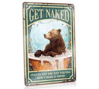 Metal Bar Signs Bear Bath Get Naked Unless You Are Just Visiting Don’t Make It Weird Tin Plaque Funny Garage Signs For Men Backyard Bar Sign(30X40CM)