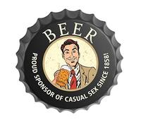 Metal Bar Signs for Home Bar Accessories - Large Round Bottle Top Cap Tin Plaque Wall Art Sign - Beer Gift Ideas for Pub Man Cave Garden Bars - BC-074 - Black - Diameter 35.5 cm