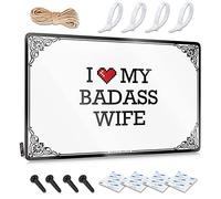 Metal Bar Signs I Love My Badass Wife Tin Sign Funny Warning Signs Funny Camping Signs(30X40CM)