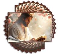 Metal Bar Signs Jesus In Serenity: A Moment Of Reflection Amidst Blossoms And But Stickers 10Pcs Sarcastic Signs Funny Signs For Home Bar(6X9CM)