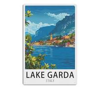 Metal Bar Signs Tin Plaque Vintage Style - Ideal Accessories for Home Bar Pub Shed Man Cave Gift， Lake Garda Italy15 x 40 cm（ 6 x 16 inch）AA-991