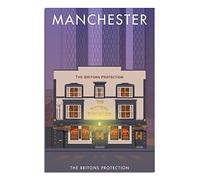 Metal Bar Signs Tin Plaque Vintage Style Manchester Britons Protection Ideal for Pub shed Bar Office Man Cave Home Bedroom Dining Room Kitchen Gift 20 * 30CM