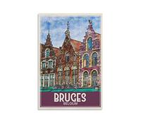 Metal Bar Signs Vintage Bruges Belgium Personalized Vintage Style Retro Tin Sign Custom Sign for Wall Outdoor, Indoor, Street, Office 20x30cm