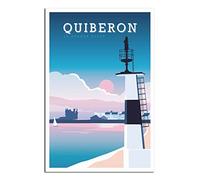 Metal Bar Signs Vintage Quiberon Grande Plage France Personalized Vintage Style Retro Tin Sign Custom Sign for Wall Outdoor, Indoor, Street, Office 15x30CM