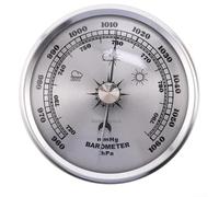 Metal Barometer with Integrated Clock, 70mm Mechanical Pressure Gauge for Weather Prediction, No Battery Required Indoor Decor, Gold Finish Home Office Wall(Silver)