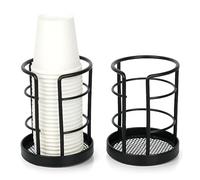 Metal Bathroom Cup Dispenser, Sturdy Storage Holder for 3/4 oz Small Disposable Paper Cups, Black Paper Cup Dispenser for Mouthwash 2 Pack