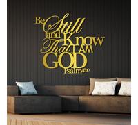 Metal Be Still Wall Art, Psalm 46:10 Wall Decor, Scripture Hanging, Metal Artwork Decoration, Modern Art Sculpture Home Decor for Living Room,Bedroom Hallway and Stairs Nature Home (Gol