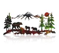 Metal Bear Wall Art Forest Bear Wall Decor Bronze Metal Mountain Bear Cabin Decor Bear Woodland Decor Metal Bear Decor Rustic Animal Hunting Decor for Bedroom Wall Decoration, 11.8 x 6.9 Inches