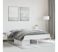 Metal Bed Frame 160x200cm White Steel Slatted Base Underbed Storage 26cm Clear.