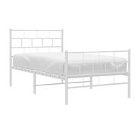 Metal Bed Frame Base with Headboard and Footboard White 100x200 cm vidaXL