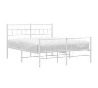 Metal Bed Frame Base with Headboard and Footboard White 160x200 cm vidaXL