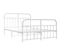 (white, 150 x 200 cm/with headboard) vidaXL Metal Bed Frame Bedroom Bed Base Bedstead Metal Matress Foundation