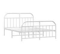 vidaXL Metal Bed Frame without Mattress with Footboard White 135x190cm