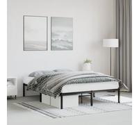 Metal Bed Frame Black Steel 140x200 cm Sturdy Slatted Platform 26cm Clearance UK [EEK: A]
