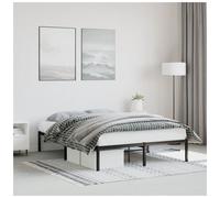 Metal Bed Frame Black Steel 140x200cm Low Profile Slatted Storage Base with Legs