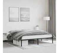Metal Bed Frame Black Steel Super King 180x200cm Low Profile Storage Strong26cm