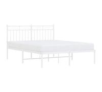 (white, 135x190 cm/with headboard) vidaXL Metal Bed Frame Home Bedroom Bed Base Mattress Foundation Bedstead