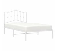 vidaXL Metal Bed Frame without Mattress with Headboard White 100x190cm