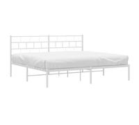 Metal Bed Frame Mattress Foundation with Headboard White 193x203 cm vidaXL