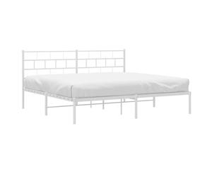 Metal Bed Frame Mattress Foundation with Headboard White 193x203 cm vidaXL