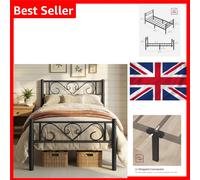 Black Single Metal Bed Frame with Headboard