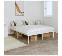 Metal Bed Frame White 160x200cm Steel Slats Sturdy Underbed Storage Strong Frame