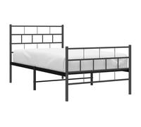 Metal Bed Frame with Headboard and Footboard Base Black 100x200 cm vidaXL