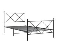 vidaXL Metal Bed Frame Without Mattress With Footboard Black 107X203cm, Black