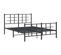 Metal Bed Frame with Headboard and Footboard Base Black 140x190 cm vidaXL