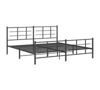Metal Bed Frame with Headboard and Footboard Base Black 193x203 cm vidaXL