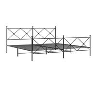Metal Bed Frame with Headboard and Footboard Base Black 193x203 cm vidaXL