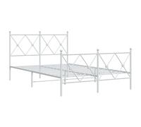 Metal Bed Frame with Headboard and Footboard Base White 120x200 cm vidaXL