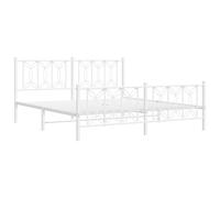 Metal Bed Frame with Headboard and Footboard Base White 183x213 cm vidaXL