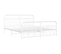 Metal Bed Frame with Headboard and Footboard Base White 193x203 cm vidaXL
