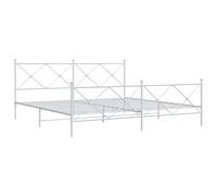 Metal Bed Frame with Headboard and Footboard Base White 193x203 cm vidaXL