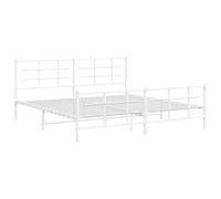 Metal Bed Frame with Headboard and Footboard Base White 193x203 cm vidaXL