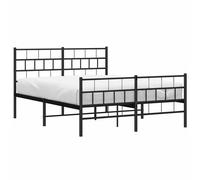 Metal Bed Frame with Headboard and Footboard Black 135x190 cm Double vidaXL