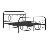 Metal Bed Frame with Headboard and Footboard Black 135x190 cm Double vidaXL