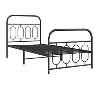 Metal Bed Frame with Headboard and Footboard Black 90x190 cm Single vidaXL