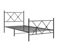 Metal Bed Frame with Headboard and Footboard Black 90x190 cm Single vidaXL