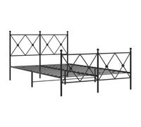 Metal Bed Frame with Headboard and Footboard Black Small Double vidaXL