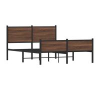 vidaXL Metal Bed Frame with Headboard and Footboard Bed Brown Oak King Size