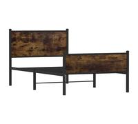 Metal Bed Frame with Headboard and Footboard Smoked Oak 107x203 cm vidaXL