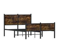 Metal Bed Frame with Headboard and Footboard Smoked Oak 120x200 cm vidaXL